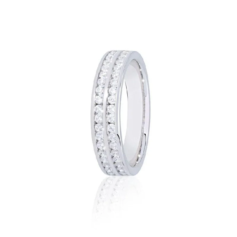 Bold gem engagement rings-0.50ct Channel Set Round Brilliant Cut Diamond 2-Row Platinum Eternity Ring