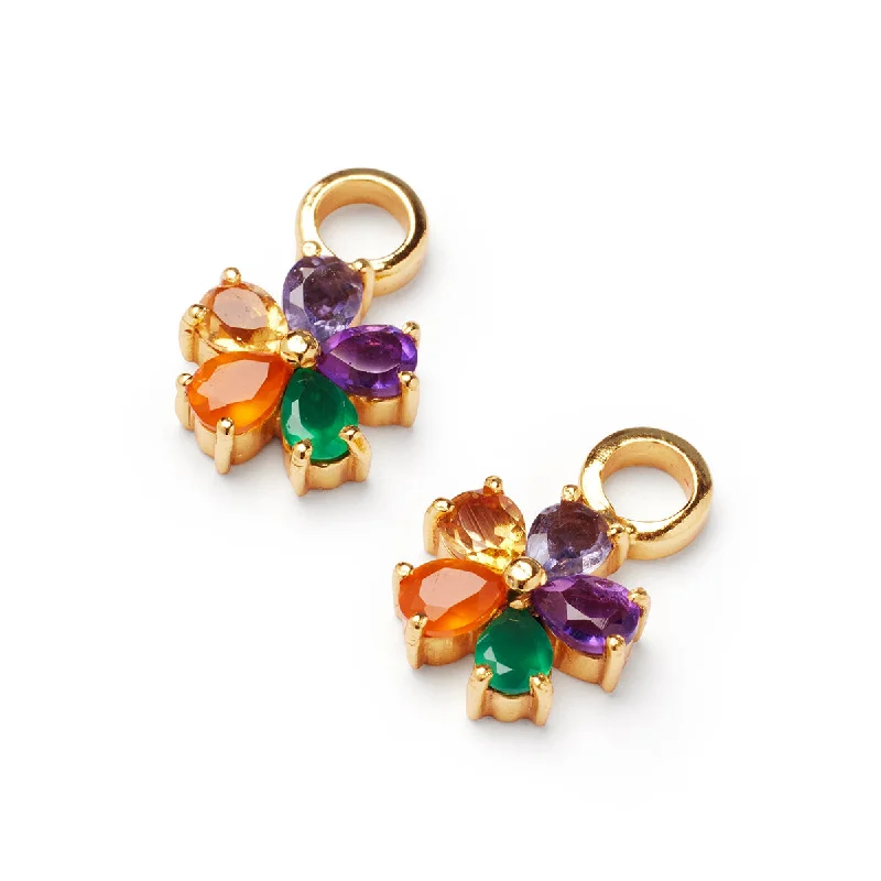 Agate drop earrings-Rainbow Daisy Earring Charm Pair