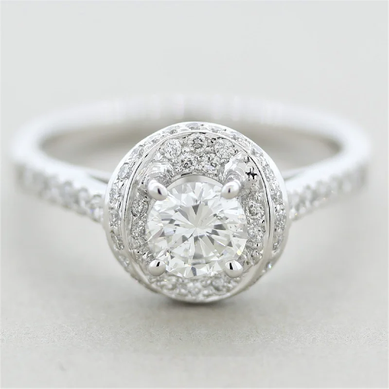 Solid band rings-0.58 Carat Round Diamond Gold Engagement Ring