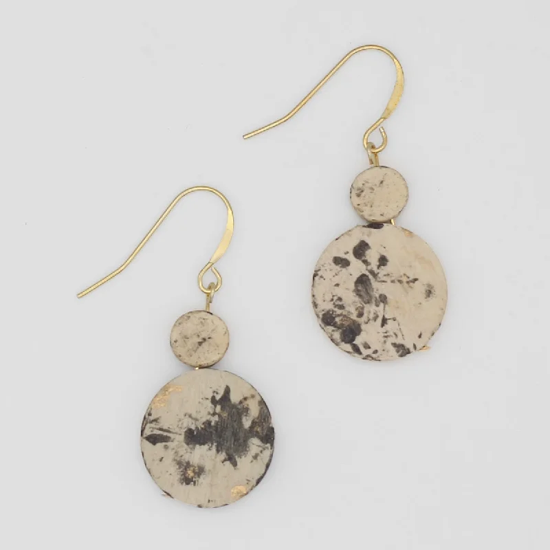 Wave motif earrings-Tan Speckled Calla Earring