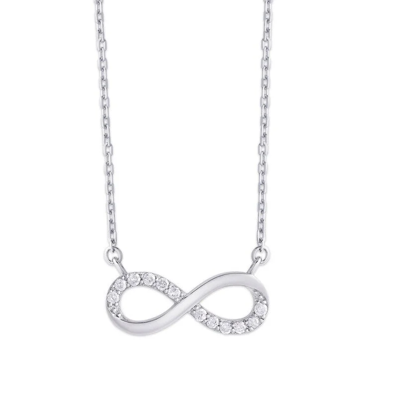 Victoria Townsend .925 Sterling Silver .18ct Diamond Horizontal Infinity Necklace