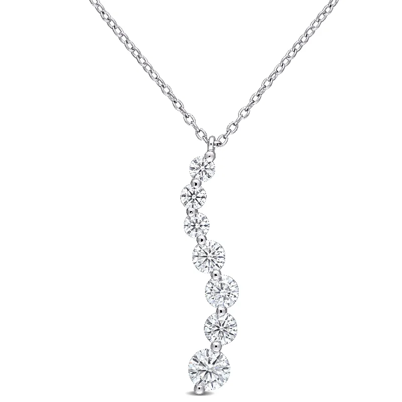 Miadora 1 1/2ct DEW Moissanite Graduated Journey Necklace in Sterling Silver - 31 mm x 18 in x 6.1 mm