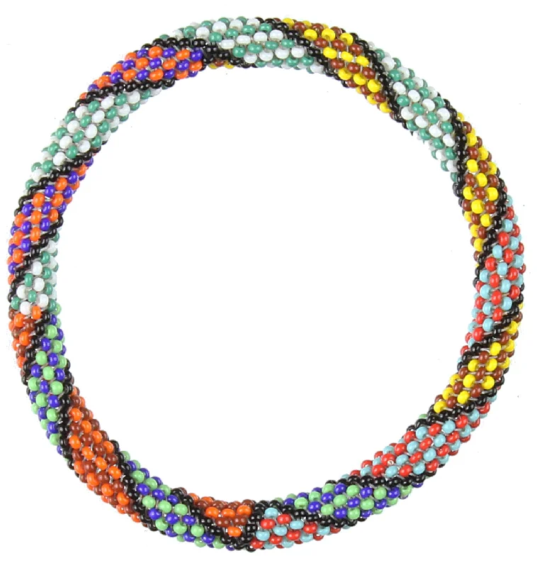 Fine bead bangles-Colorful Patterned Stretchy Beaded Bracelet