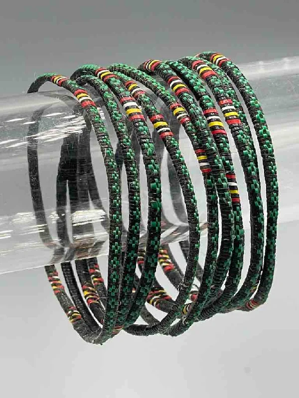 Elastic cord bangles-Narrowest Finest Design Recycled Plastic Bracelet - Green