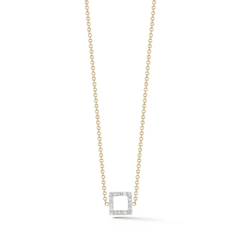 *14kt Gold Mini Diamond Square Necklace