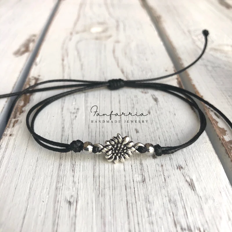 Dual-metal bangles-Sunflower Black Bracelet Anklet Waterproof