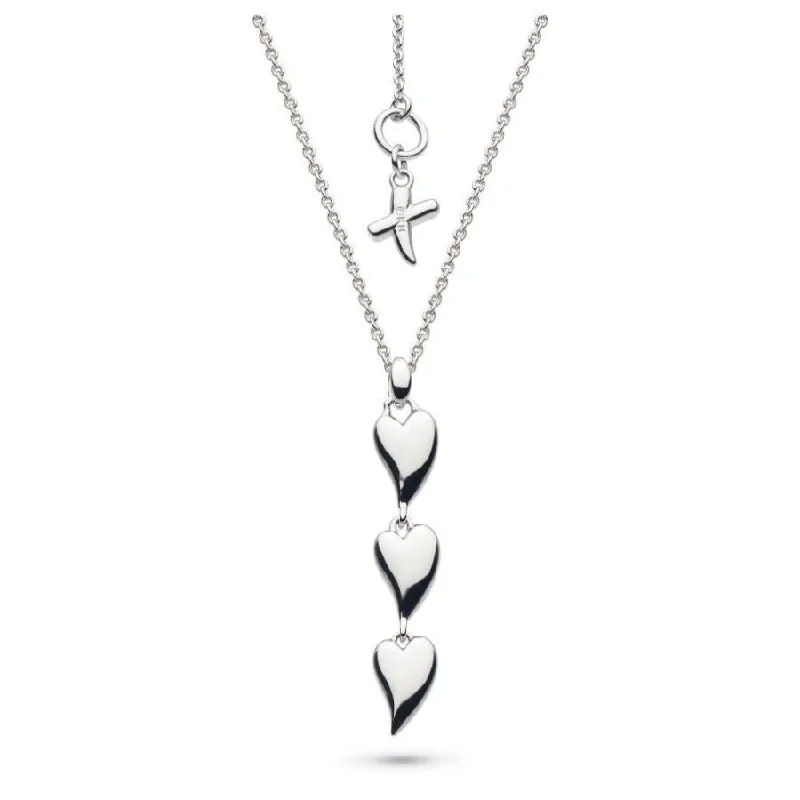 Gothic charm engagement rings-Silver Desire Kiss Triple Hearts Necklace