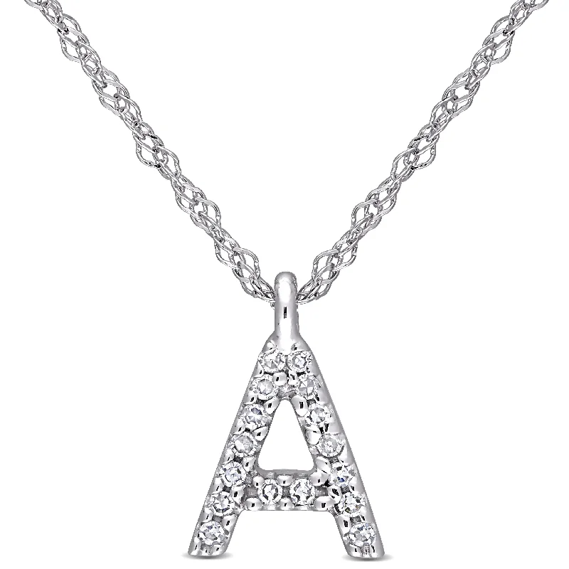 Miadora 14k White Gold Diamond Accent A Initial Necklace - 9.6 mm x 17 inch x 6.5 mm - 9.6 mm x 17 inch x 6.5 mm