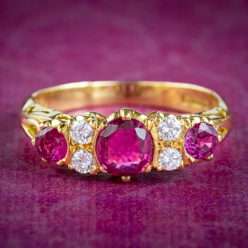 Coiled cord rings-Vintage Ruby Diamond Ring 1.2ct Ruby Dated 1989 With Cert