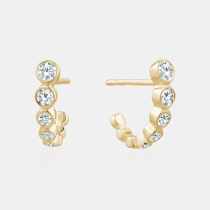 Dainty charm earrings-Graduated Diamond Bezel Set Studs