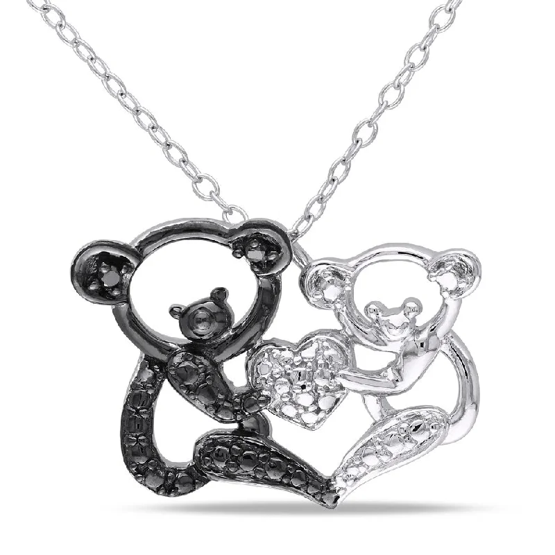 Miadora Sterling Silver Black Diamond Koala Bear Necklace