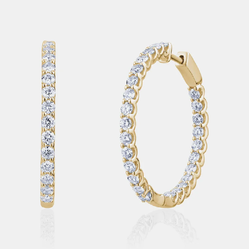 Flat gem earrings-Diamond U Shape Hoops