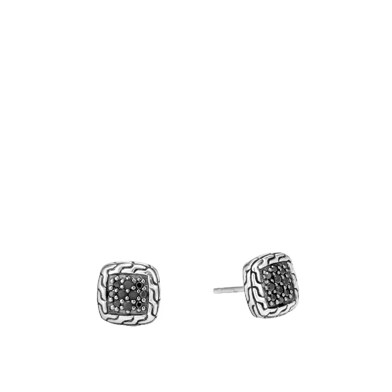 Two-tone earrings-John Hardy Classic Chain Black Sapphire 9.5mm Stud Earring