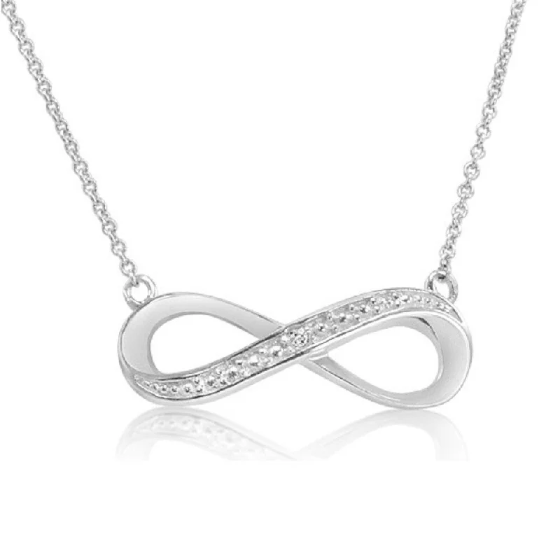 Diamond Infinity Necklace in Sterling Silver 18 inch