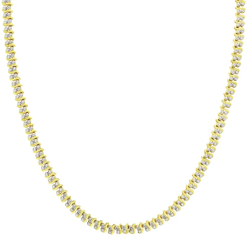 Finesque Gold Overlay 1/10ct TDW Diamond S Necklace