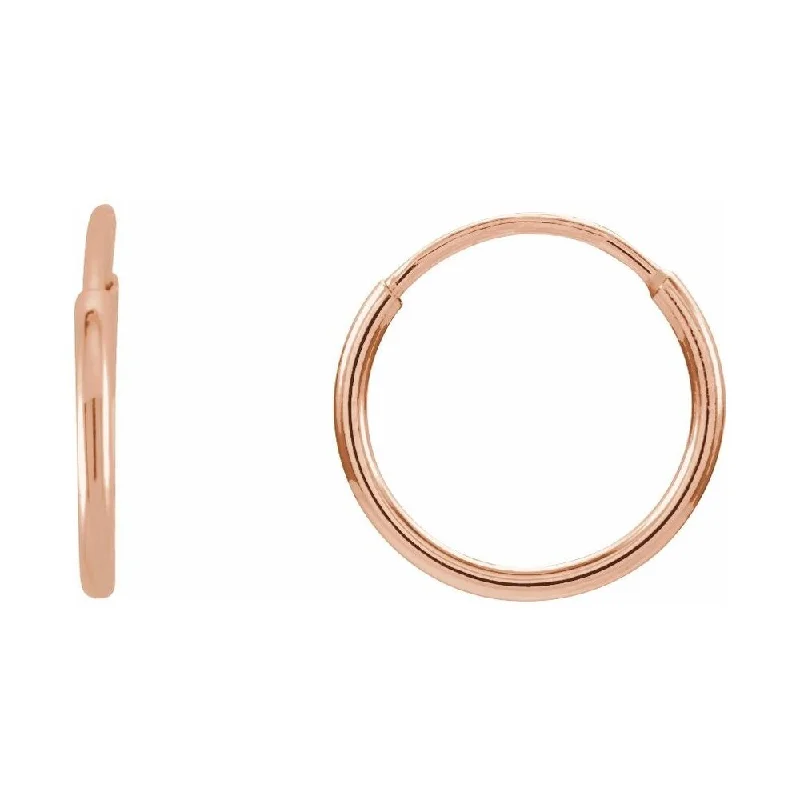 Curved gem earrings-14K Rose Gold 10 mm Endless Hoop Earring for Women