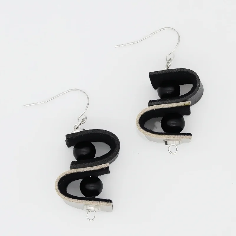 Silk thread earrings-DuoTone Leather Drop Earring