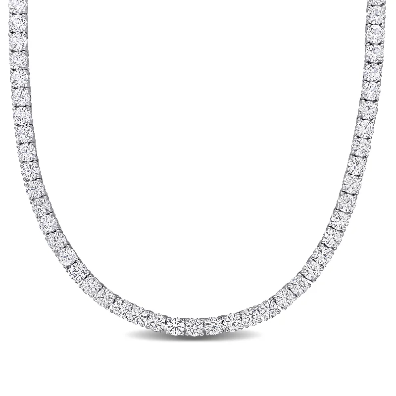 33ct TGW Created White Sapphire Classic Tennis Necklace in Sterling Silver by Miadora