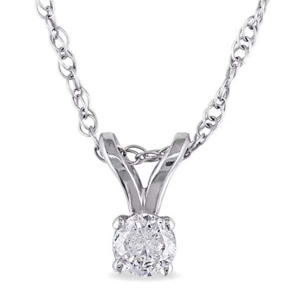 Miadora 14k Gold 1/10ct TDW Diamond Solitaire Necklace (J-K I2-I3)