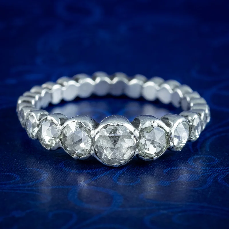 Custom name rings-Antique Georgian Rose Cut Diamond Eternity Ring 2.2ct Total