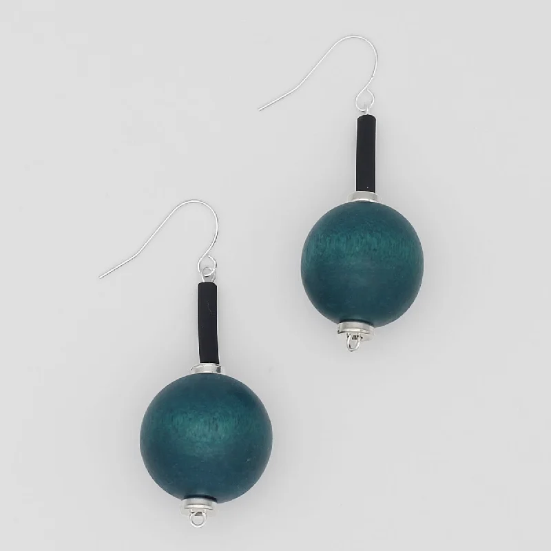 Flat knot earrings-Teal Ball Drop Earring