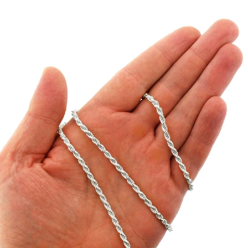 .925 Solid Sterling Silver 3.5MM Rope Diamond-Cut Link ITProLux Necklace Chain, Silver Chain for Men & Women, Made in Italy