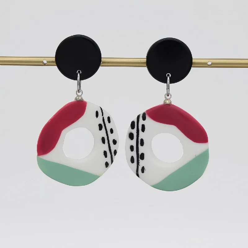 Deco style earrings-Round Brushstroke Earring