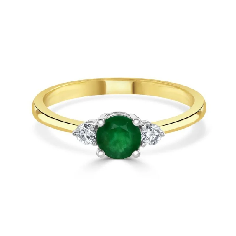 Spirit charm engagement rings-18ct white gold emerald and diamond claw set three stone ring