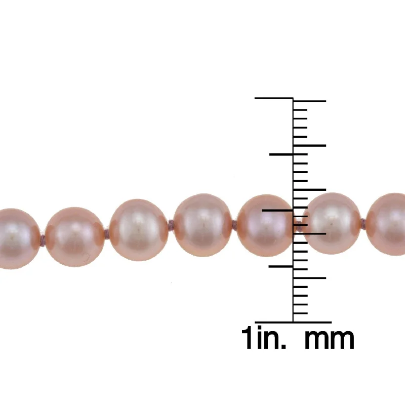 DaVonna 14k Gold Cultured Freshwater Pink Pearl Necklace (6-7 mm)