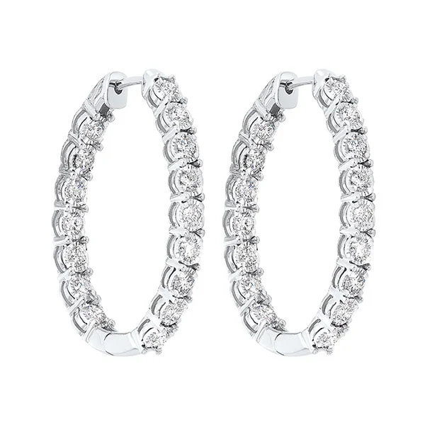 Matte texture earrings-14KT WHITE GOLD DIAMOND (3/4CTW) EARRING