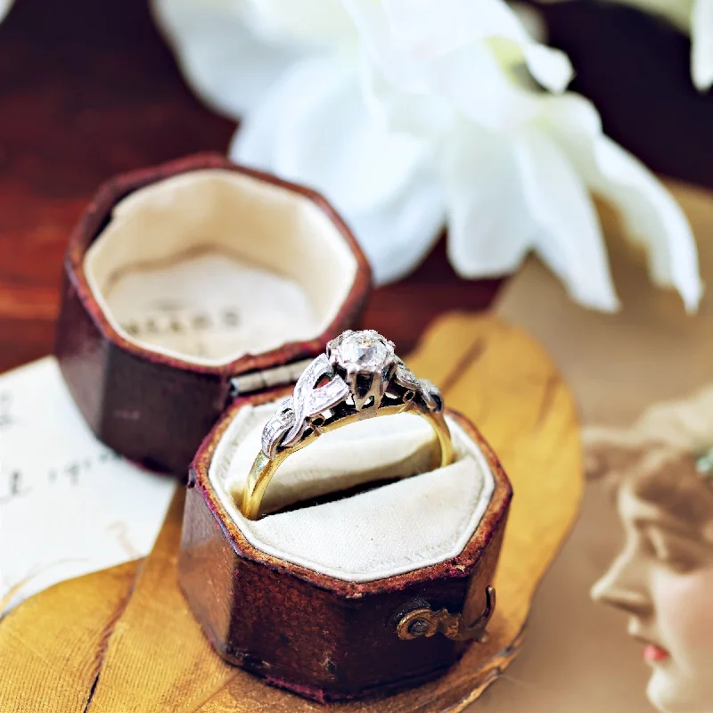 Antique bronze rings-Dear Heart! Vintage Diamond Engagement Ring