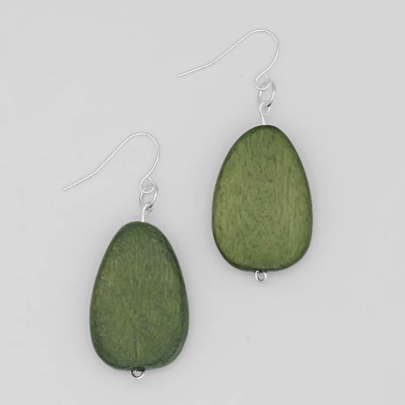 Tiered dangle earrings-Forest Green Tear Drop Dangle Earrings