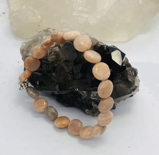 Tiny stack bangles-Moonstone Stretchy Bracelet