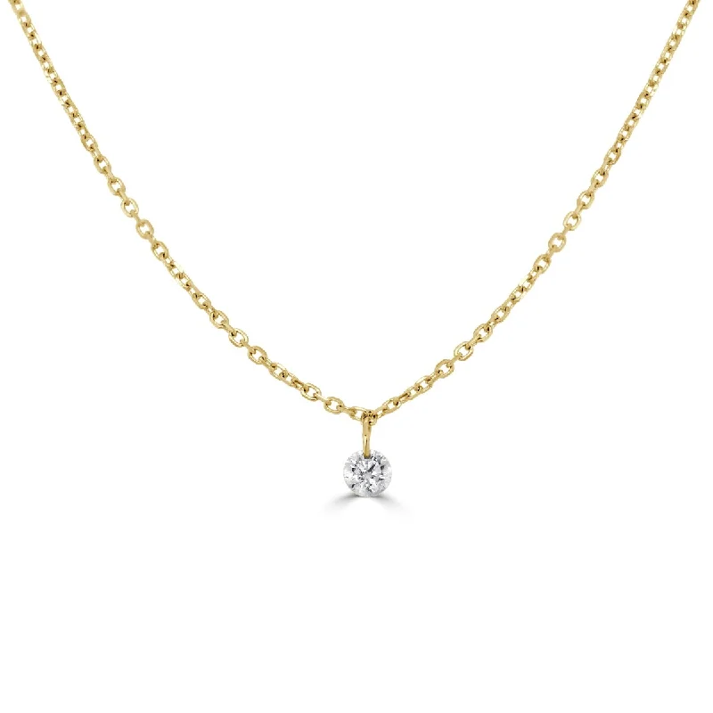 Joelle Diamond Drilled Pendant Necklace 14K Gold 1/10 cttw