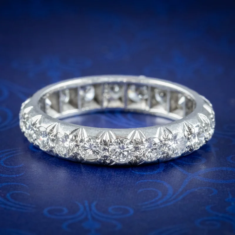 Reef knot rings-Antique Edwardian Diamond Full Eternity Ring 3ct Total