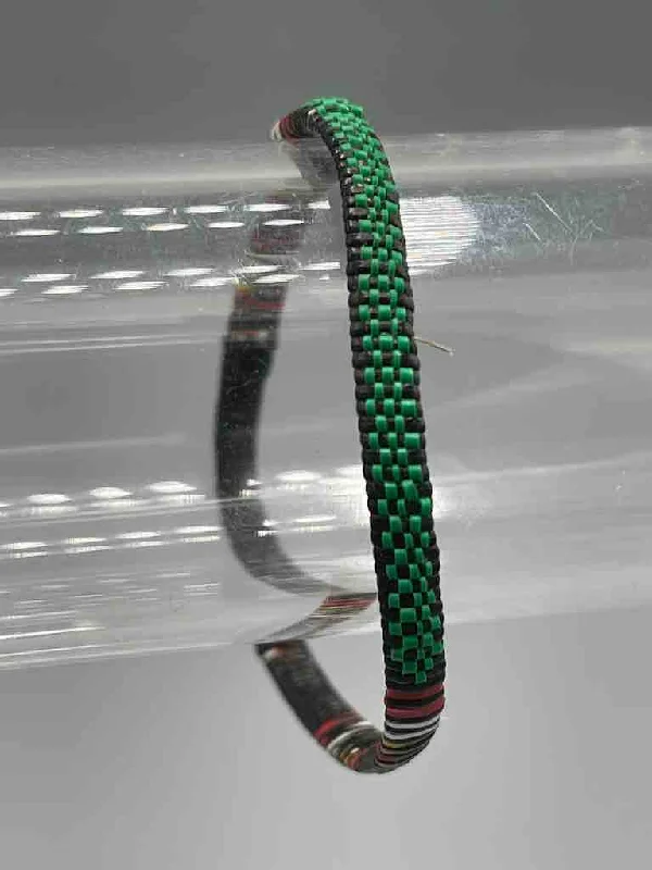 Mystic eye bangles-Narrow Finest Design Recycled Plastic Bracelet - Green