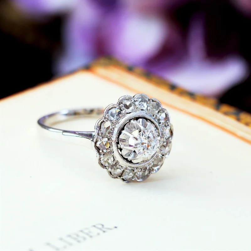 Spirit eye rings-Vintage Romance! Rosette Diamond Cluster Ring