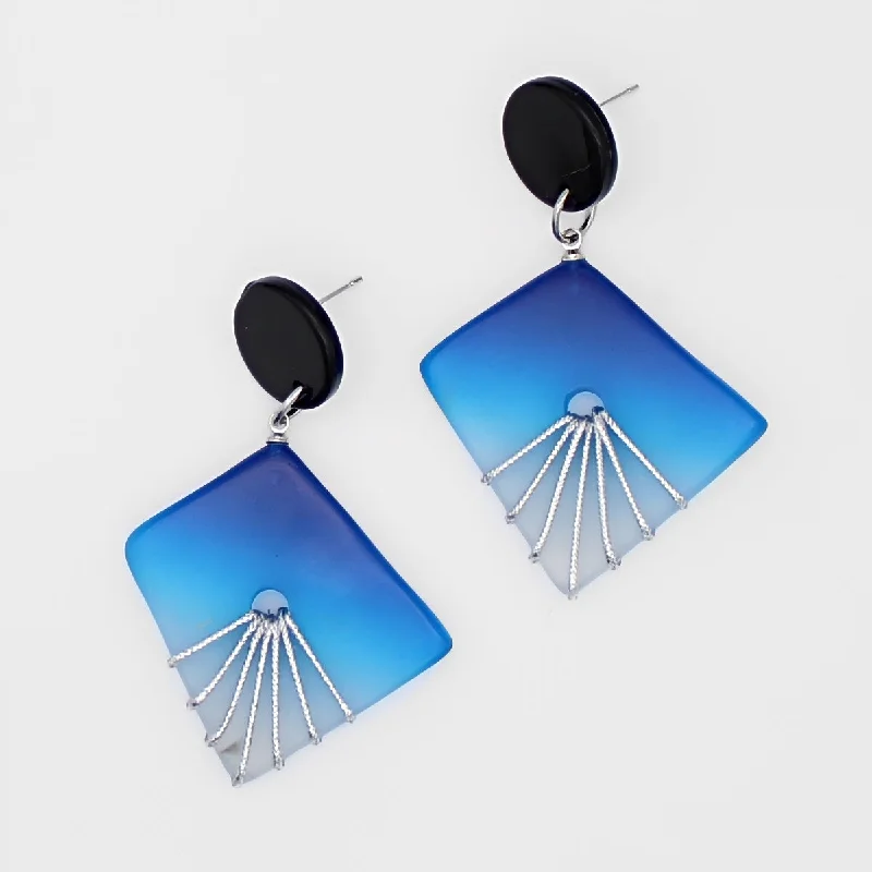 Fox wing earrings-Blue and Silver Thalia Drop Earrings