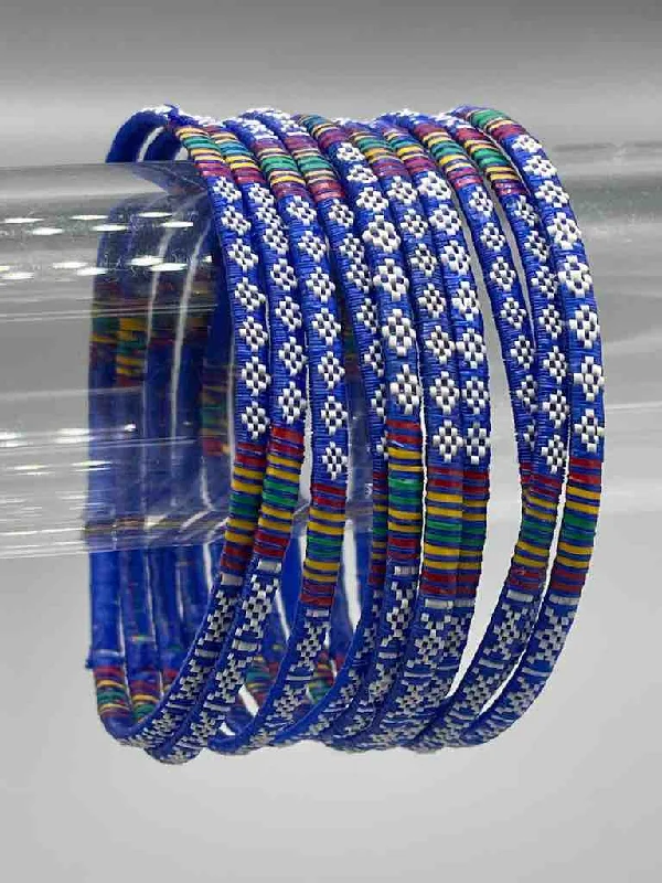 Tribal braid bangles-Wide Finest Design Recycled Plastic Bracelet - Blue