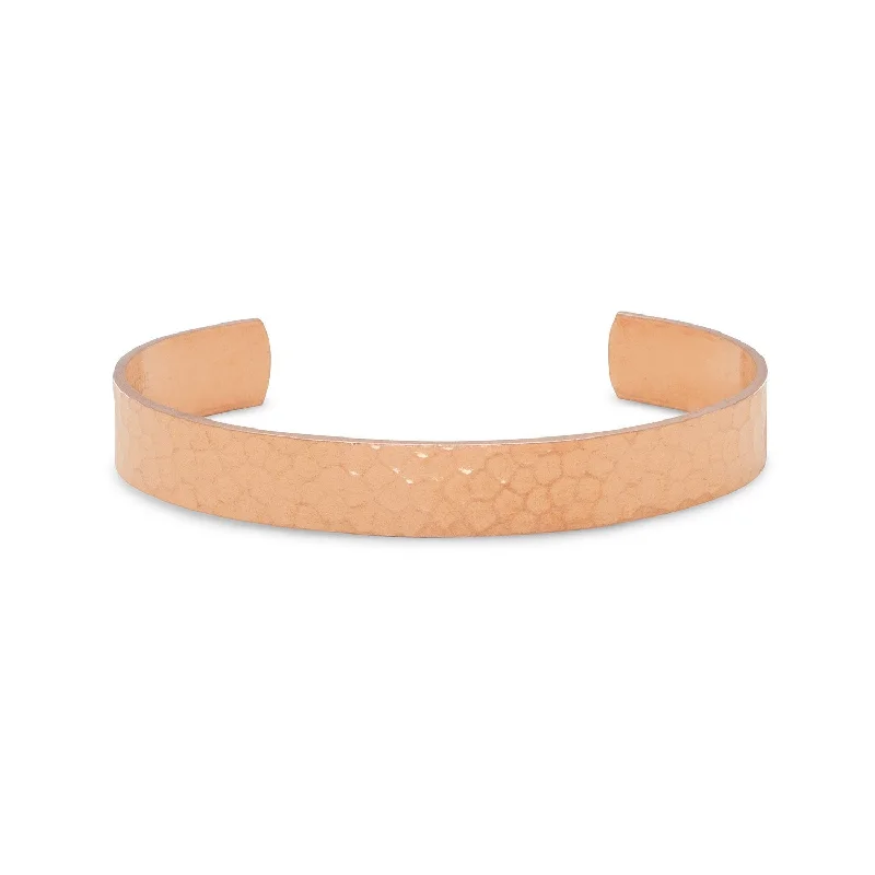 Silk cord bangles-9.5mm Hammered Solid Copper Cuff