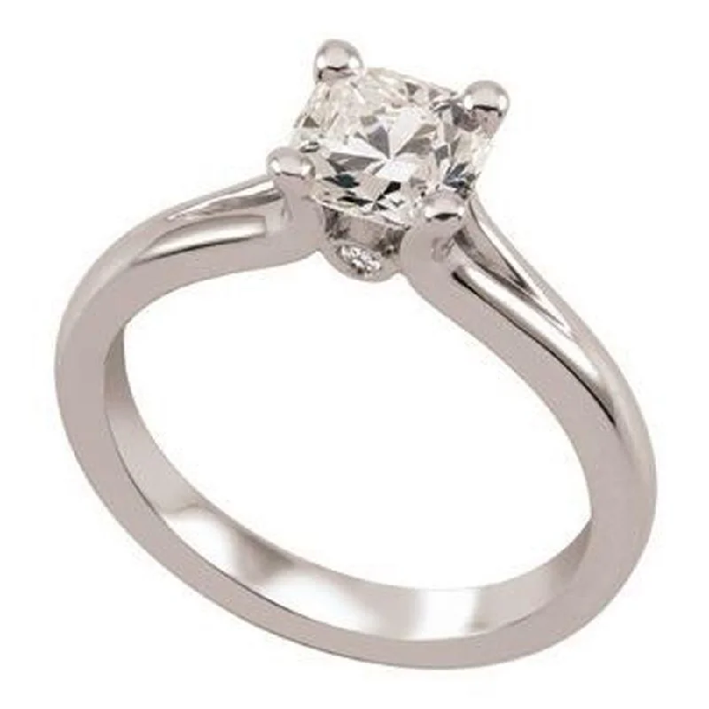 Stamped monogram engagement rings-0.41ct Square Cut Diamond Solitaire 18ct White Gold Ring