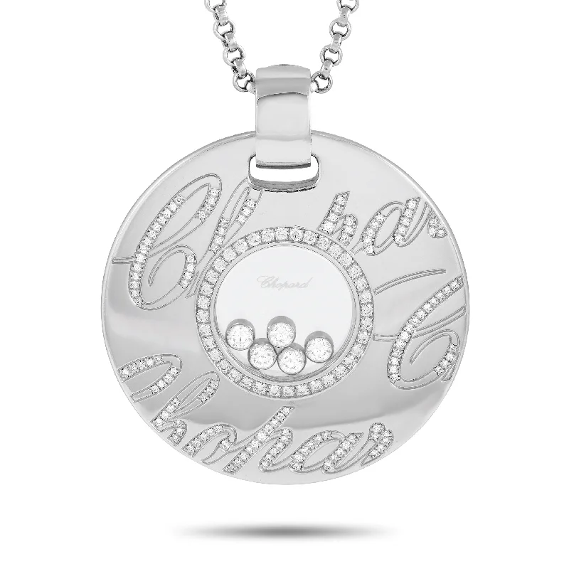 Chopard Happy Diamonds White Gold 1.14ct Diamond Pendant Necklace CH30-102124 Length 23 Inch