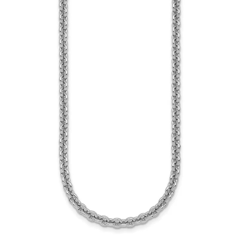 Curata 925 Sterling Silver Rhodium 3.8mm Round Link Chain Necklace for Men