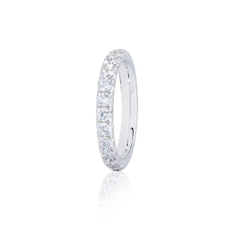 Pure modern engagement rings-0.75ct Pave Set Round Brilliant Cut Diamond Platinum Half Eternity Ring