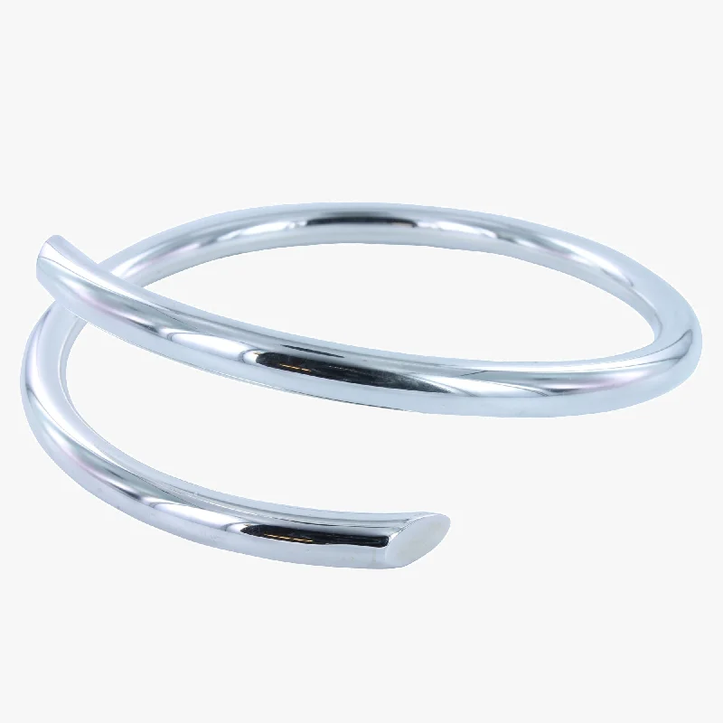 Cosmic glow bangles-Chunky Sterling Silver Skelter Bangle