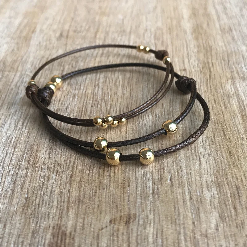 Light filigree bangles-Amelia Brown Gold Beaded Bracelets