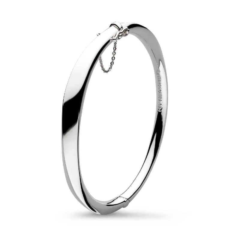 Bamboo style engagement rings-Silver Bevel Cirque Hinged Bangle