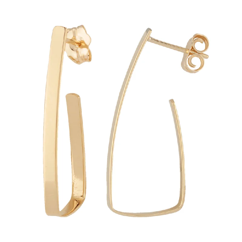 Wave charm earrings-14k Gold Flat J Hoop Earring