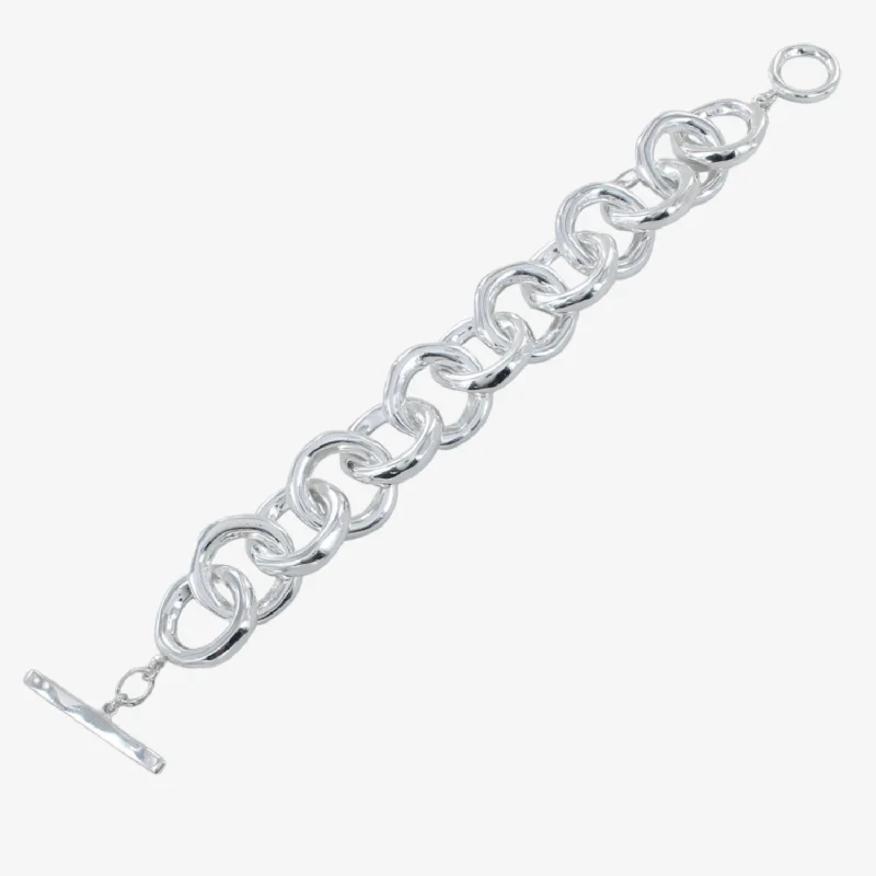 Woven cord bangles-Sterling Silver Chunky Orbit Bracelet