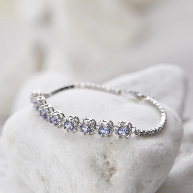 Crystal-twisted bangles-Elegant Blue Sapphire Bracelet